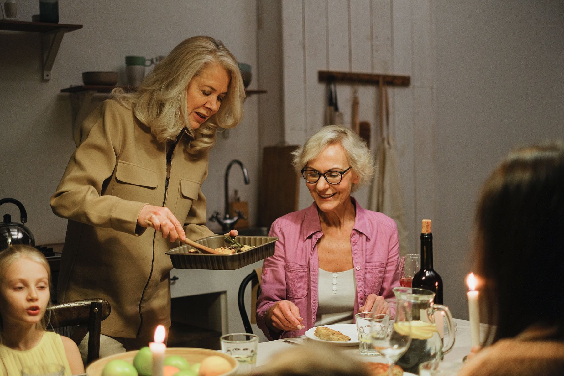 A family enjoying dinner together
