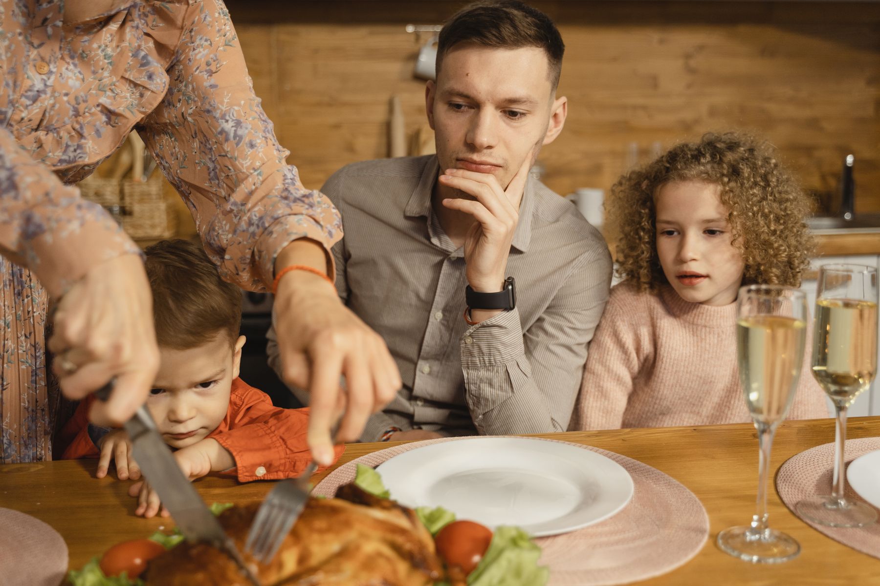 A family gathered around the dinner table